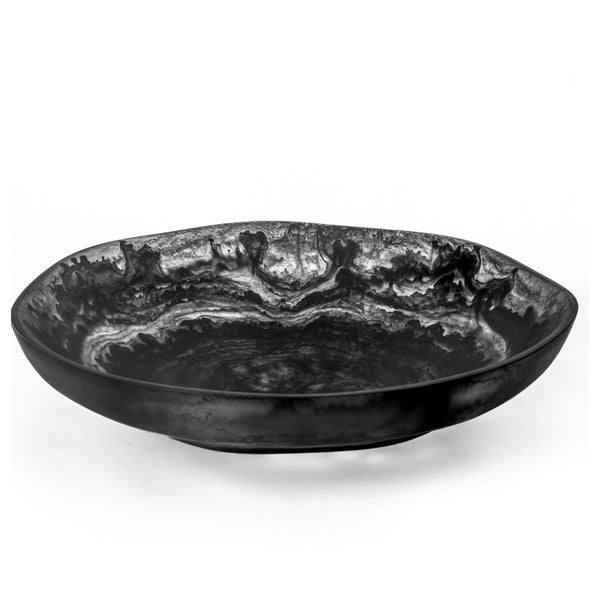 Large Wavy Bowl - Black Swirl