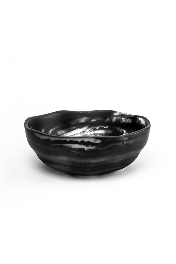 Medium Wavy Bowl- Black Swirl